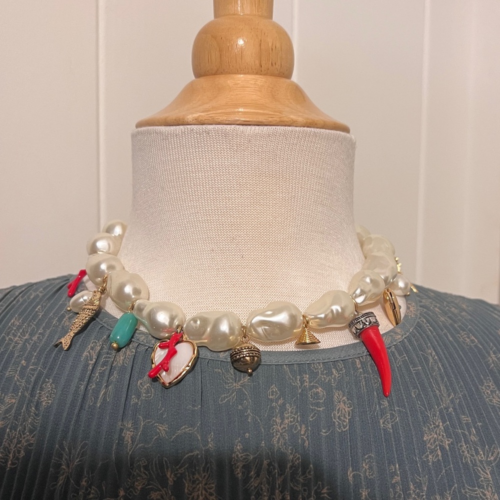 Zara Nautical Pearl Beach Ocean Charm Necklace Choker‎ - Picture 6 of 6